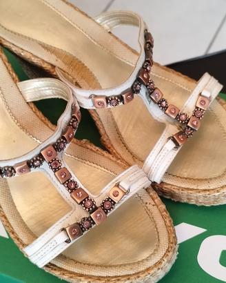 Sandali donna Keys corda + pelle bianco 38