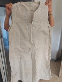 Abito Estivo Smanicato in Lino Beige 