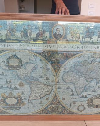 Quadro Mappa Antica Del Mondo Incorniciato In Legn