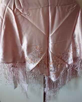 stola nuova rosa antico ricamata in seta marca Arg