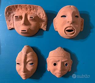 4 Maschere etrusche in terracotta