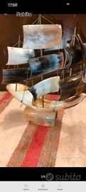 BARCA BARCA VELIERO IN OSSO CORNO" Anni 60