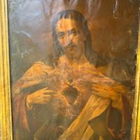 Stampa antica  con cornice, sacro cuore di Gesù
