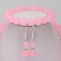 Parure collana bracciale orecchini quarzo rosa