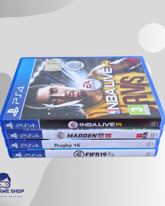 Lotto 4 Giochi PS4 FIFA 19 + NBA Live 14 + Madden