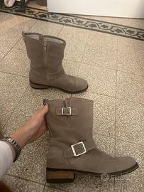 Stivaletti beige/tortora in stile biker ...