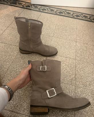 Stivaletti beige/tortora in stile biker ...