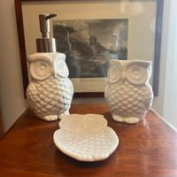 Set da bagno in ceramica a tema gufo