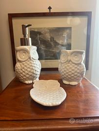 Set da bagno in ceramica a tema gufo