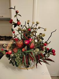 composizione fiori e frutta 
