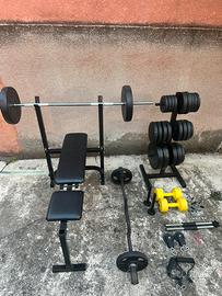 Set Palestra Panca piana pesi e manubri
