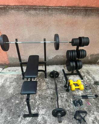 Set Palestra Panca piana pesi e manubri