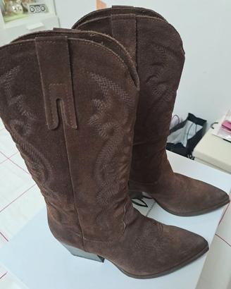🤠 Stivali Texani / Camperos in Camoscio Marrone