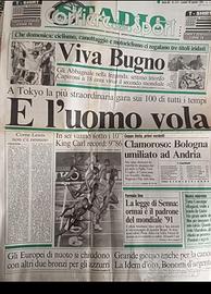 Prima pagina record:Carl Lewis,Bugno.Abbagnale