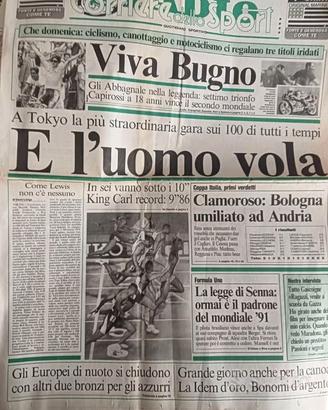 Prima pagina record:Carl Lewis,Bugno.Abbagnale