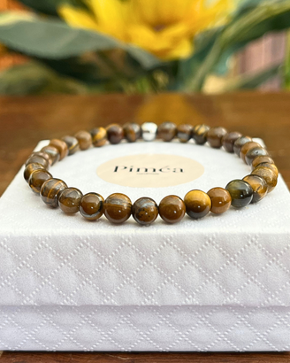 Bracciale uomo pietre naturali occhio di tigre 6mm