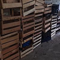 mattoni rossi e forati, cassette di legno 