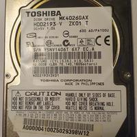 Hard Disk Toshiba 40Gb IDE