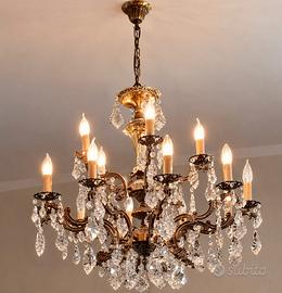 Lampadario Gocce di Cristallo Anni ’60