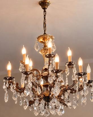 Lampadario Gocce di Cristallo Anni ’60
