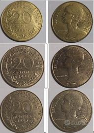 20 centesimi Francia dal 1972 al 1996