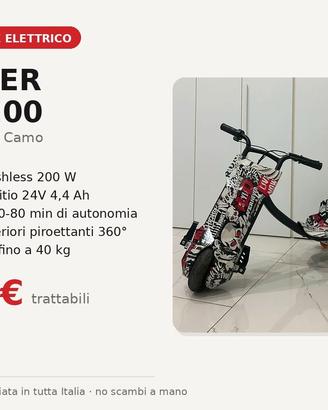 Drift trike elettrico bambini Monopattino