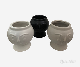 Set 3 vasi cachepot tondi in ceramica – 11x11 cm