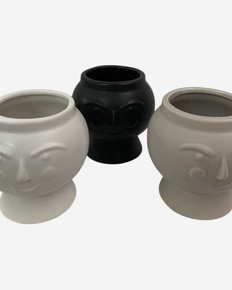 Set 3 vasi cachepot tondi in ceramica – 11x11 cm