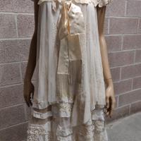 Abito cotone,tulle di seta e macramè 