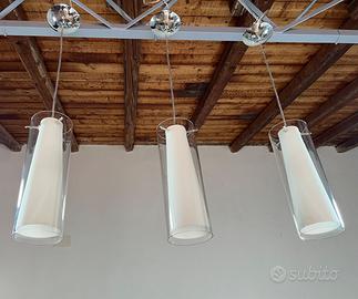 3 Lampadari / Faretti a sospensione cilindriche