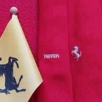 Ferrari Cravatta Rossa 100% Seta Cavallino Argento
