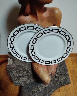 Coppia Piatti Segnaposto Ginori 1735 Catene Nero