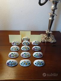 13 segnaposto vintage in porcellana, fiori, 1960