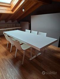 Tavolo 260 x 90 legno bianco laccato opaco 
