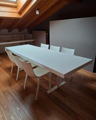 Tavolo 260 x 90 legno bianco laccato opaco 
