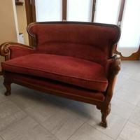 Divanetto 2 Posti Stile Luigi XV in Velluto rosso