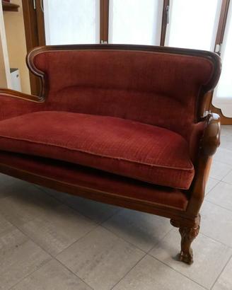 Divanetto 2 Posti Stile Luigi XV in Velluto rosso