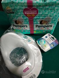 kit set lotto baby copriwater wc pannolini e ciucc