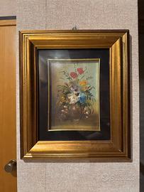 Quadro classico a fiori con cornice dorata