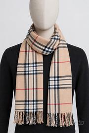 sciarpa a quadri beige 