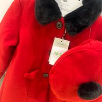 Cappotto rosso + cappetto francese neonata 2 anni