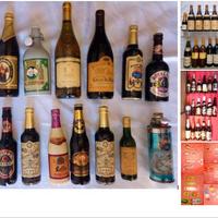Bottiglie di vino e birra piene da collezione