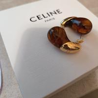 Orecchini Celine color oro e pietra ambra