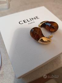 Orecchini Celine color oro e pietra ambra