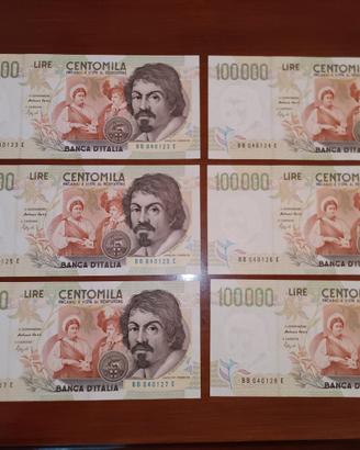 6x banconote Caravaggio consecutive 