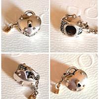 Pandora charm Lucchetto cuore Bitono oro 14k Nuovo