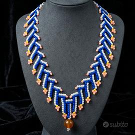 Collana Artigianale etnica Vintage Gemma Ambra
