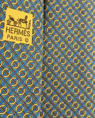 HERMÈS PARIS cravatta vintage 1990s 100% seta