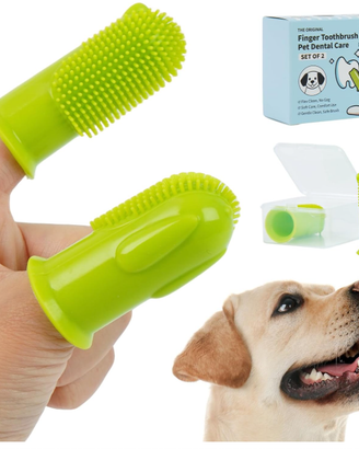 Set 2 Spazzolini da Dito Silicone per Cani/Gatti c