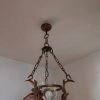 lampadario ferro battuto anticato